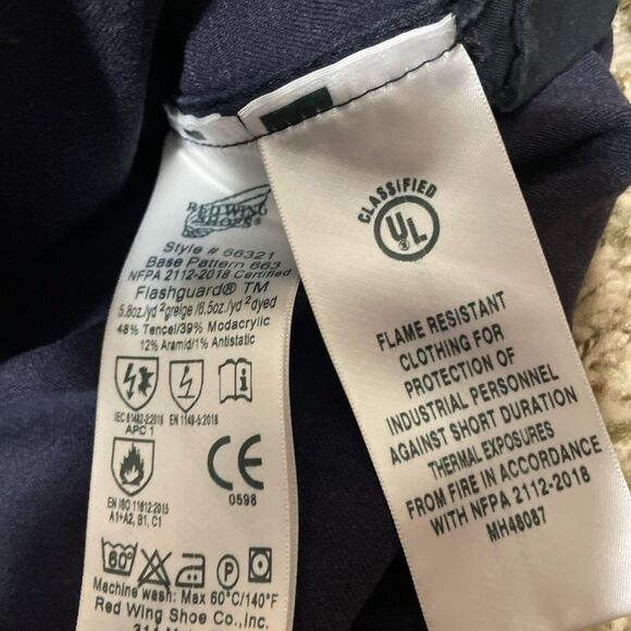 Red Wing 66321 FR Flame Resistant CAT 2 Blue Work Shirts Men's Sz Large Regular - Picture 6 of 7